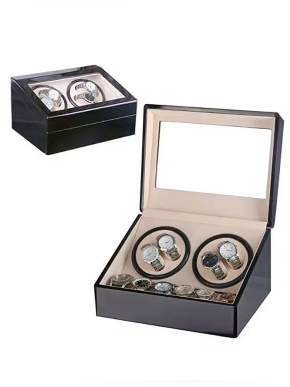 ✅Wood Sandalwood piano paint Watch Case with double winders